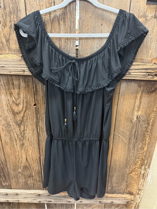 Young USA Pants - Off-the-Shoulder Black Romper with Ruffle Neckline